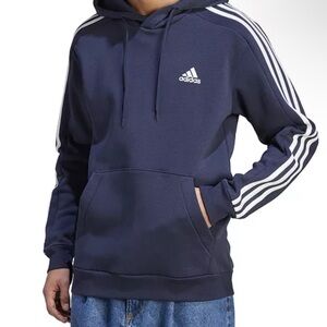 Navy Blue adidas Striped Hoodie